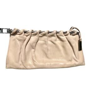 Authentic Gucci Neutral Leather Vintage Clutch Silvertone Hardware